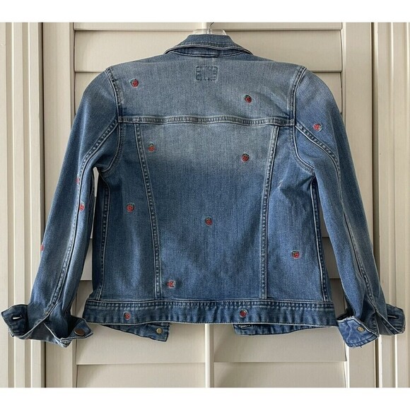 Madewell x crewcuts Kids' Strawberry 🍓 Embroidered Jean Jacket Sz 12. EU… - Picture 5 of 5